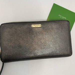 Kate Spade Ash Pewter Grey ZIP Around Wallet